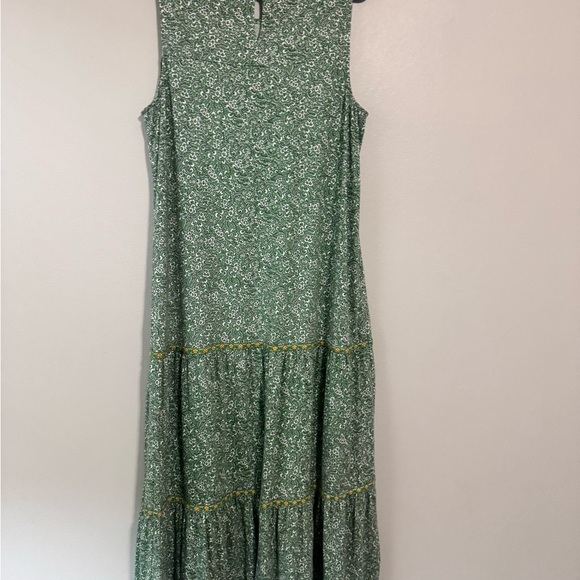 J. Jill Green ditzy Floral drop waist tiered Midi Dress medium - Picture 6 of 10